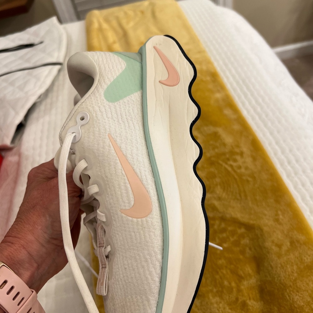 Nike Women's White Peach Mint Athletic Walking Sneaker - Picture 4 of 5